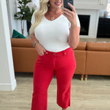 Catch the Day Wide Leg Crop Jeans- Red