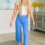 Catch the Day Wide Leg Crop Jeans - Sky Blue