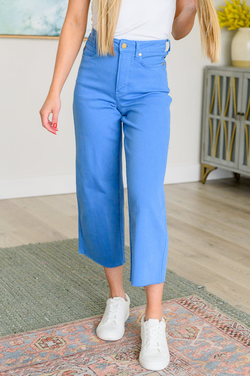 Catch the Day Wide Leg Crop Jeans - Sky Blue