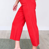 Catch the Day Wide Leg Crop Jeans- Red