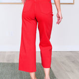 Catch the Day Wide Leg Crop Jeans- Red