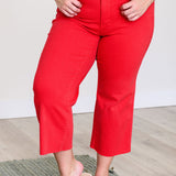 Catch the Day Wide Leg Crop Jeans- Red