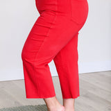 Catch the Day Wide Leg Crop Jeans- Red