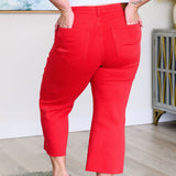 Catch the Day Wide Leg Crop Jeans- Red