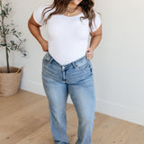 Lexi High Rise V Front Waistband Straight Jeans