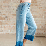 Olivia High Rise Wide Leg Crop Jeans in Medium Wash