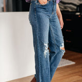 Rose High Rise 90's Straight Jeans in Dark Wash