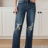 Rose High Rise 90's Straight Jeans in Dark Wash