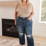 Whitney High Rise Distressed Wide Leg Crop Jeans