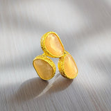 Triple Cat's Eye Ring - Peach Moonstone