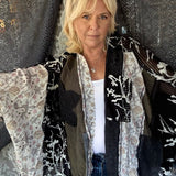 Evelyn Kimono- Deep Charcoal Multi